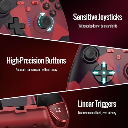 BETMI Wireless Controller for Xbox one/Series X|S/Windows10/11(Black & Red) | 2.4GHz Gaming Gamepad with Hall Effect Joystick, Back Button, Macro/Turbo/Dual Vibration, 3.5mm Audio Jack in Saudi Arabia