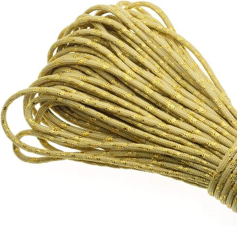 1pcs New Gold Silver Cord 550 Paracord Parachute Cord Lanyard Mil Spec Type III 7 Strand Core 100 FT (PFJ-15) in Saudi Arabia