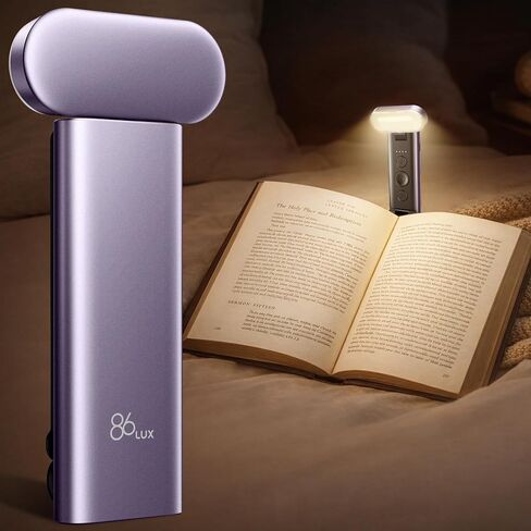 86lux Book Light, Rechargeable Reading Light for Book in Bed | 3 Color Modes & Stepless Dimming, Aluminum Alloy LED Bookmark Light for Book Lovers, Technology Black in Saudi Arabia