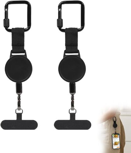 Retractable Phone Tether 2-Pack, Heavy Duty Carabiner Keychain Anti-Theft Phone Lanyard, Adjustable Crossbody Cell Phone Safety Strap for Hiking Skiing Travel in Saudi Arabia