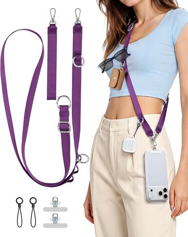 COCASES Phone Lanyard Crossbody Strap, 3-in-1 Cell Phone Lanyard for Around The Neck with Detachable Wrist Strap, Adjustable Hands-Free Teacher Lanyards for Women Men Travel Daily Cycling, Black in Saudi Arabia