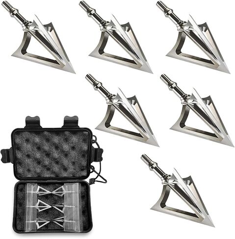 Gracfulcub 6-Pack 100 Grain Fixed Blade Broadheads for Crossbow | 100 Grain, Stainless Steel, Fixed Blade Design, Crossbow and Compound Bow Compatible, Silver Finish in Saudi Arabia