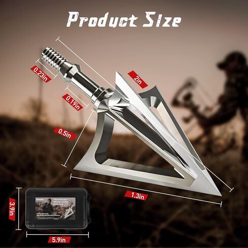 Gracfulcub 6-Pack 100 Grain Fixed Blade Broadheads for Crossbow | 100 Grain, Stainless Steel, Fixed Blade Design, Crossbow and Compound Bow Compatible, Silver Finish in Saudi Arabia