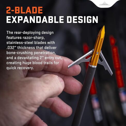 Wicked Ridge Demise Broadhead - Pack of 3 - For Crossbows Shooting up to 430 FPS - Two-Blade, Rear-Deploying Design in Saudi Arabia