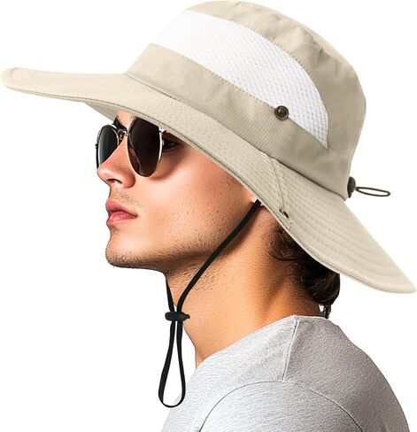 PFFY Sun Beach Hats for Women Men Wide Brim Fishing Bucket Hat | Wide Brim Packable Fishing Hat, Adjustable and Waterproof Hats, Outdoor Essentials for Gardening, Camping, Travel in Kuwait