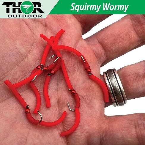 6 Pc Squirmy Wormy Set, San Juan Red Size #12 - Wet Worm Fly Fishing Flies for Trout, Panfish, Bass in Saudi Arabia
