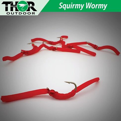 6 Pc Squirmy Wormy Set, San Juan Red Size #12 - Wet Worm Fly Fishing Flies for Trout, Panfish, Bass in Saudi Arabia