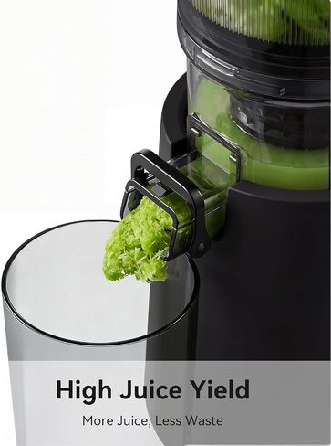 Mokkom Cold Press Masticating Juicer, Extra Wide Feed Chute for Whole Fruits & Vegetables, 200W Quiet AC Motor, Compact Space-Saving, Easy to Clean, Black in Saudi Arabia