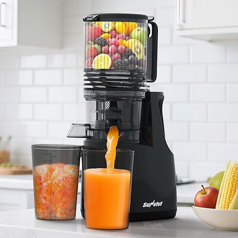 Juicer Machines with 5.9" Wide Feed Chute for Family Needs, 2-in-1 Cold Press Juicer for Whole Fruit & Vegetable, High Yield Masticating Juicer for Making Nut Mike, Juice in Saudi Arabia