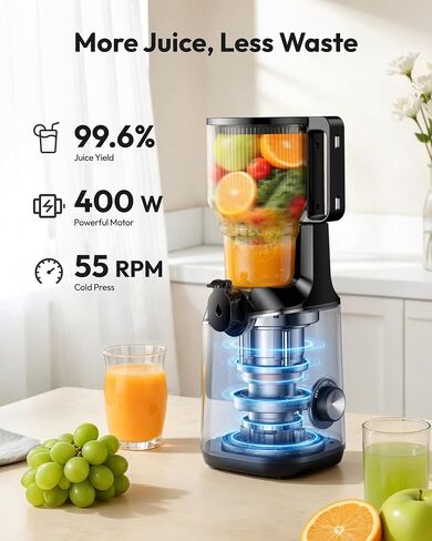 Cold Press Juicer Machines,EUHOMY 5.8" Wide Feed Chute,Slow Masticating Juicer for Whole Vegetables and Fruits,99.6% High Juice Yield,Easy to clean, Juicer Machines with BPA Free | 99.6% High Juice Yield, 400W for Whole Vegetables and Fruits, Easy to clea in Saudi Arabia