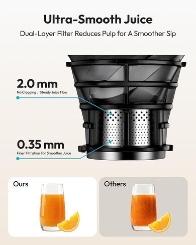 Cold Press Juicer Machines,EUHOMY 5.8" Wide Feed Chute,Slow Masticating Juicer for Whole Vegetables and Fruits,99.6% High Juice Yield,Easy to clean, Juicer Machines with BPA Free | 99.6% High Juice Yield, 400W for Whole Vegetables and Fruits, Easy to clea in Saudi Arabia