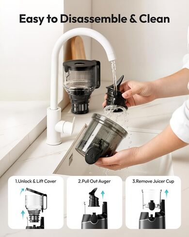 Cold Press Juicer Machines,EUHOMY 5.8" Wide Feed Chute,Slow Masticating Juicer for Whole Vegetables and Fruits,99.6% High Juice Yield,Easy to clean, Juicer Machines with BPA Free | 99.6% High Juice Yield, 400W for Whole Vegetables and Fruits, Easy to clea in Saudi Arabia