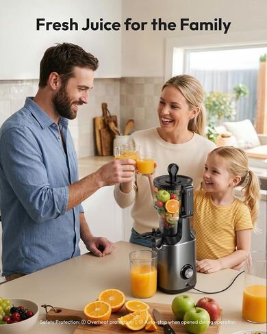 Cold Press Juicer Machines,EUHOMY 5.8" Wide Feed Chute,Slow Masticating Juicer for Whole Vegetables and Fruits,99.6% High Juice Yield,Easy to clean, Juicer Machines with BPA Free | 99.6% High Juice Yield, 400W for Whole Vegetables and Fruits, Easy to clea in Saudi Arabia