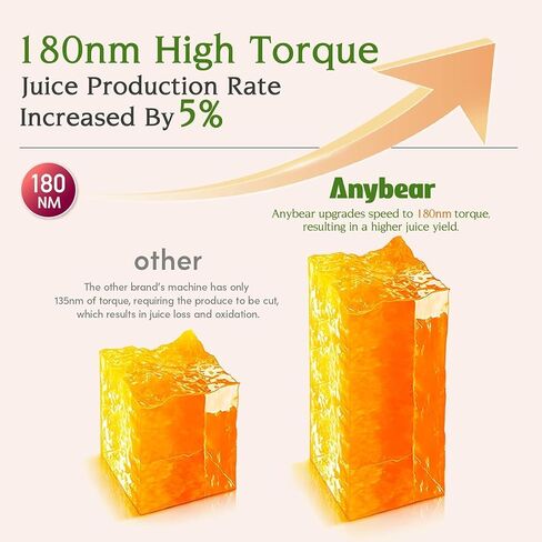 Anybear 200W Cold Press Juicer, 4.3" Whole Fruit Chute, Juice Recipes | Red, Slow Juicer Machine, Large Feed Chute Fit Whole Fruits/ Vegetables, Heavy-Duty Auger, Tritan Material, BPA Free in Saudi Arabia