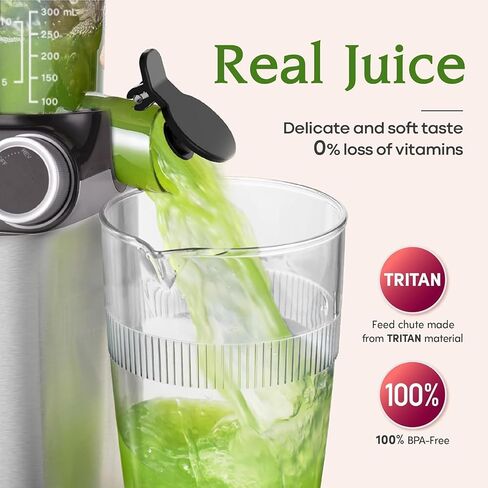 Anybear Cold Press Juicer 200W Slow Juicer 4.3" Feed Chute & Juice Recipes | Gray, Slow Juicer Machine, For Whole Fruit/ Vegetable, Upgraded Heavy-Duty Auger, Tritan Material, BPA Free, Juice Recipes in Saudi Arabia