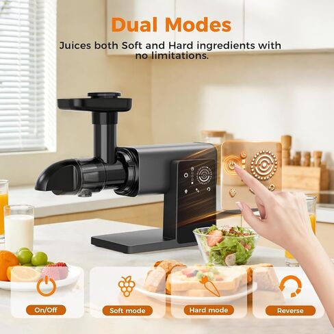 Cold Press Juicer Machines, Slow Masticating Juicers with LED Smart Touch Screen, Professional Extractor for Leafy Greens, Kale & Fibrous Vegetables, 2 Modes & Reverse, BPA-Free in Saudi Arabia