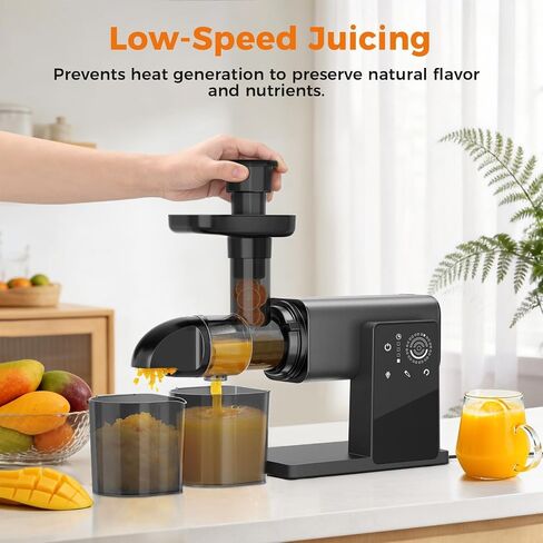 Cold Press Juicer Machines, Slow Masticating Juicers with LED Smart Touch Screen, Professional Extractor for Leafy Greens, Kale & Fibrous Vegetables, 2 Modes & Reverse, BPA-Free in Saudi Arabia