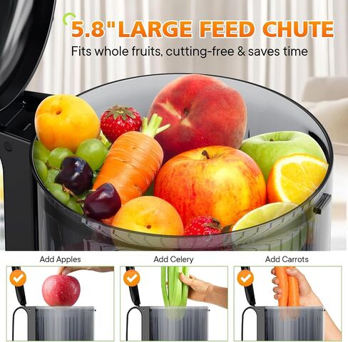 Masticating juicer Machines,Grey | Whole Vegetables & Fruits,High Juicer,5.8" Wide Feed Chute, Easy to Clean in Saudi Arabia