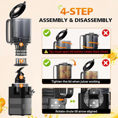 Masticating juicer Machines,Grey | Whole Vegetables & Fruits,High Juicer,5.8" Wide Feed Chute, Easy to Clean in Saudi Arabia