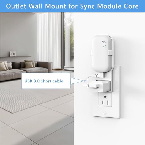 Outlet Wall Mount for Blink Sync Module Core, Sync Module Holder with Cable | No Messy Wires, Space-Saving Sync Module Mount with USB Short Cable, No Drill Blink Outdoor Camera Accessories, Easy Install in Saudi Arabia