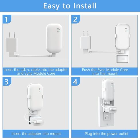 Outlet Wall Mount for Blink Sync Module Core, Sync Module Holder with Cable | No Messy Wires, Space-Saving Sync Module Mount with USB Short Cable, No Drill Blink Outdoor Camera Accessories, Easy Install in Saudi Arabia