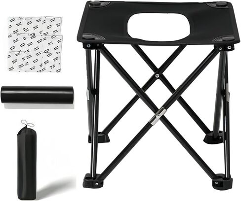 Portable camping toilet for adults, compact folding travel toilet with cover and storage bag, light emergency toilet suitable for outdoor, RV, car and hiking. in Saudi Arabia