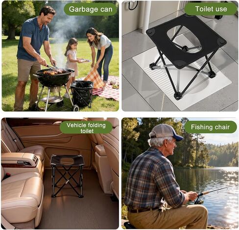 Portable camping toilet for adults, compact folding travel toilet with cover and storage bag, light emergency toilet suitable for outdoor, RV, car and hiking. in Saudi Arabia