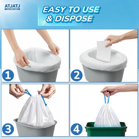 60 Packs Commode Liners With 60 Absorbent Pads, Leak-Proof Disposable Toilet Bags for Adults, Fits All Bedside Toilet Chairs Bucket, Portable Potty Liners for Home Medical Use, No Mess Cleanup in Saudi Arabia