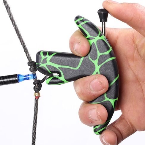 Thumb Bow Release, 3 Finger Thumb Trigger Caliper Grip Compound Bow Release Aid, Recurve Bow Releaser Aid Tool, Replaceable Bow Release Trigger Caliper Grip Green in Saudi Arabia