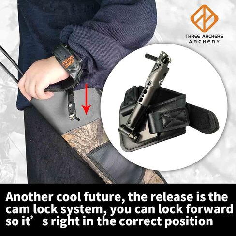 THREE ARCHERS Archery Bow Release Quick Shot Release Magnetic Auto-Trigger Single-jaw Release with Leather Buckle Wrist Strap Compound Bow Release Aid in Saudi Arabia