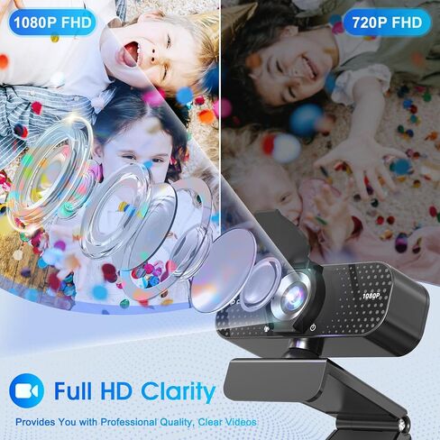 TRAUSI 1080P Full HD Webcam with Noise-Canceling Mic, Auto Light Correction, Privacy Cover and Wide Angle Lens, Plug & Play USB Camera for Laptop/Desktop/PC/Mac, Compatible with Zoom/Teams/Streaming in Saudi Arabia