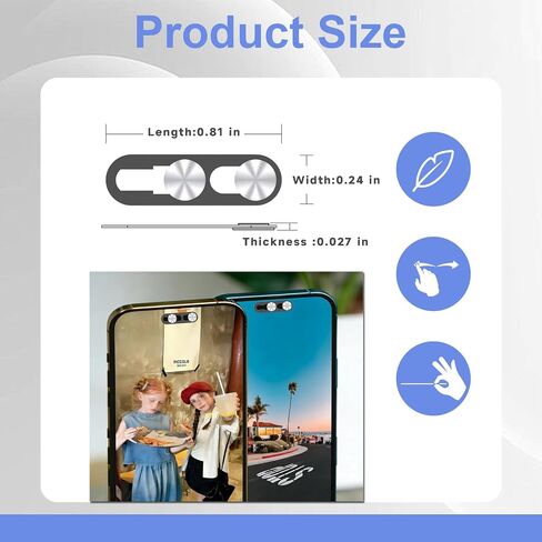 Front Camera Privacy Cover Compatible for iPhone 16/16Plus/16 Pro/16 Pro Max/15/15Plus/15 Pro/15 Pro Max/14 Pro/14 Pro Max, [2 Pack] On/Off Face ID Camera Protector for Privacy & Security (Silver) in Saudi Arabia
