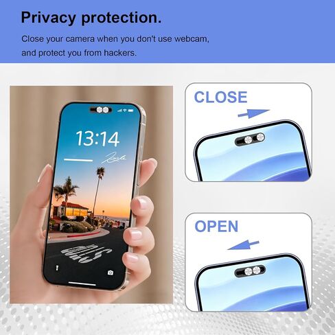 Front Camera Privacy Cover Compatible for iPhone 16/16Plus/16 Pro/16 Pro Max/15/15Plus/15 Pro/15 Pro Max/14 Pro/14 Pro Max, [2 Pack] On/Off Face ID Camera Protector for Privacy & Security (Silver) in Saudi Arabia