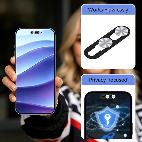 Front Camera Privacy Cover Compatible for iPhone 16/16Plus/16 Pro/16 Pro Max/15/15Plus/15 Pro/15 Pro Max/14 Pro/14 Pro Max, [2 Pack] On/Off Face ID Camera Protector for Privacy & Security (Silver) in Saudi Arabia