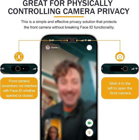 Front Camera Cover Compatible for iPhone14Pro/ProMax/15/16Series(Except16e) | Camera Lens Protect Not Affect Face Recognition,Adhesive Lens Blocker-Black in Saudi Arabia
