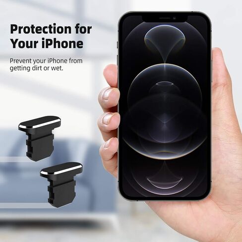 TITACUTE 2 Pack Anti Dust Plugs for iPhone 14 Pro Max 13 11 12 X XS XR X 8 7 Plus 6s 6 5 SE Dust Cover 8 Pin Dust Plug + Mini Storage Box iPhone Charging Port Plugs for AirPods Pro iPad Mini Air Black in Saudi Arabia
