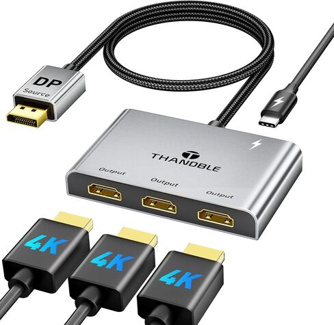 DisplayPort to HDMI Splitter for 3 Monitor Adapter, Triple 4K@60Hz | DP Source to HDMI Splitter Extended Display 1 in 3 Out, MST Hub for Multi Monitors, Compatible Desktop,Laptop,NVIDIA, AMD in Saudi Arabia