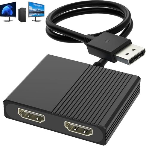 DisplayPort to Dual HDMI Adapter, 4K@60Hz DP to HDMI Splitter Extended Display, Double hdmi Adapter for 2 Monitors, hdmi Dual Monitor Adapter, DisplayPort MST Hub for Desktop Laptop Graphic Card in Saudi Arabia
