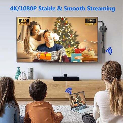 2026 Wireless HDMI Display Adapter 4K, Portable WiFi Casting Dongle, Screen Mirror Video/Audio for Phone, Pad, Android, Tablet, Laptop, Windows to TV/Monitor/Projector, Miracast, Airplay, DLNA in Saudi Arabia