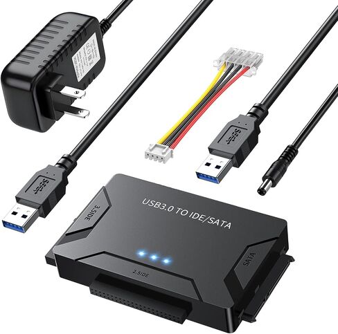 Hard Drive Reader USB 3.0 to SATA IDE Adapter,Internal Data Transfer | Converter Kit with 12V/2A Power for 2.5"/3.5" SATA/IDE HDD SSD Hard Disk Internal Blu-ray Drive in Saudi Arabia