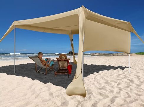 Beach Canopy Tent Shade with Sidewalls 10x10FT, 6.6FT Tall, UPF50+ Sun Shelter, Windproof & Water Resistant, Includes Guylines Sand Shovel Stability Poles, Easy Up for Beach Outdoor Camping Backyard in Saudi Arabia