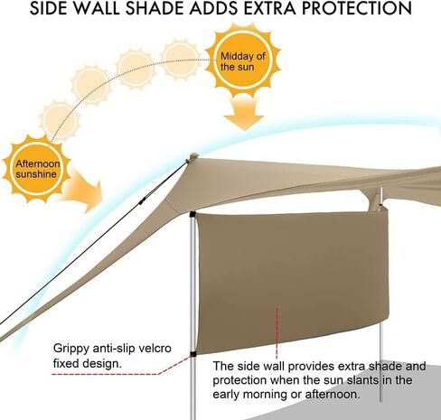 Beach Canopy Tent Shade with Sidewalls 10x10FT, 6.6FT Tall, UPF50+ Sun Shelter, Windproof & Water Resistant, Includes Guylines Sand Shovel Stability Poles, Easy Up for Beach Outdoor Camping Backyard in Saudi Arabia