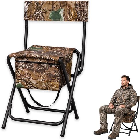 FUNHORUN Hunting Chair, Folding Tripod Stool, Hunting Seat with Storage Bag | Camo Hunting Chair with Backrest for Blinds, Portable Hunting Stool for Outdoor Activities, Fishing, Camping, Easy Carrying in Saudi Arabia