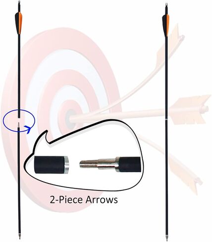 2 Piece Arrows Takedown Carbon Arrows Portable for Takedown Longbow Recurve Compound Bow Survival Bow Traveling Spine 500, 12 Pack in Saudi Arabia