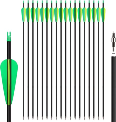 30" 18Pcs Carbon Arrows with Removable Tips Shaft Spine 500 | Archery practice Arrow suitable for compound bows and recurve bows in Saudi Arabia