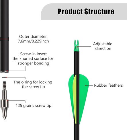 30" 18Pcs Carbon Arrows with Removable Tips Shaft Spine 500 | Archery practice Arrow suitable for compound bows and recurve bows in Saudi Arabia