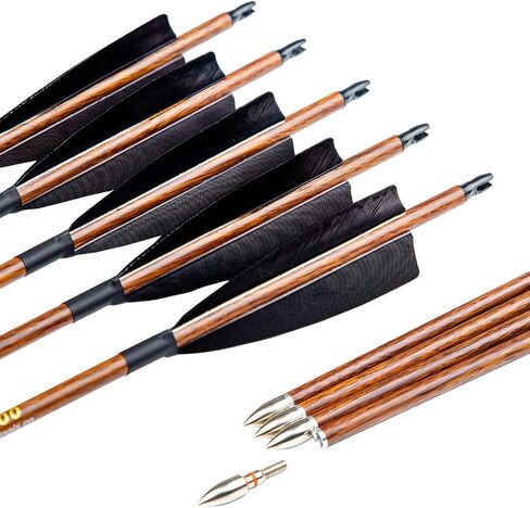 Archery Traditional Carbon Arrows 300 400 500 600 Spine 30 32 Inch | 4 In Turkey Feather, Carbon Shafts for Recurve Bows Longbow,Hunting Targets,Pack of 12PCS in Saudi Arabia
