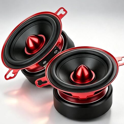 3.5 Inch Car Speakers 600W Woofer Red Aluminum Bullet 4 Ohm Midrange Audio | Full Range Door Speakers with Deep Bass, Clear Midrange and Stereo Sound for Cars Trucks SUVs Home Audio DIY Projects, 2 Pack in Saudi Arabia