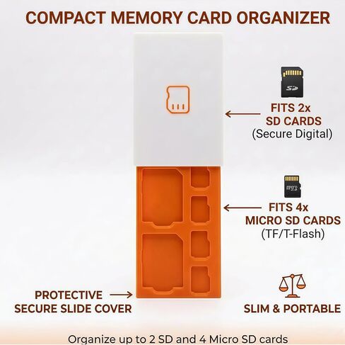 Memory Card Case Holder, Ultra Slim SD Card Storage Organizer for 2 SD and 4 Micro SD (TF) Cards, Protective Portable Wallet for Sony Canon Nikon Camera Cards and Nintendo Switch MicroSD in Saudi Arabia