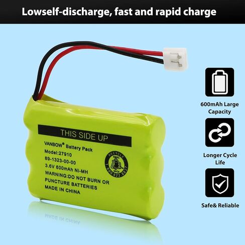 27910 Cordless Phone Battery for Motorola SD-7501 MD7161 AT&T 27910 89-1323-00-00 E1112 E2801 TL72108 Vtech I6725 RadioShack 23-959 Ni-MH 3.6V (Pack 2) in Saudi Arabia